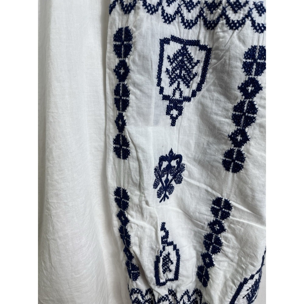 Boho Floral Summer Nicole Miller Womens‎ Peasant Top Cotton L Balloon Sleeve - Picture 2 of 8